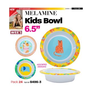 *WB 1758 - 8496-3 * Wee's Beyond Melamine 6.5" Kids Bowl - Asst Designs CP24* * 24PK * 847889084963 *