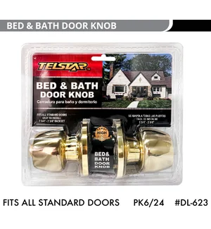 WB - DL-623 Bed & Bath Lock - Brass Plated  6PK