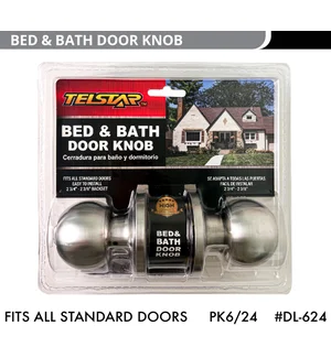 WB - DL-624  Bed & Bath Lock - Stainless Steel   6PK